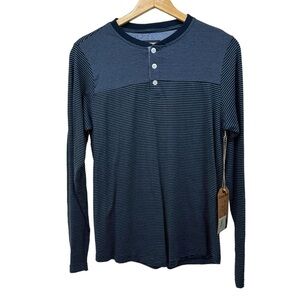 Hudson & Barrow NYC Long Sleeve Henley Striped Shirt, Small